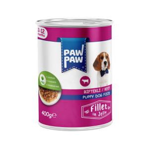 PawPaw Yavru Köpekler için Biftekli Fillet In Jelly Tam Yaş Mama