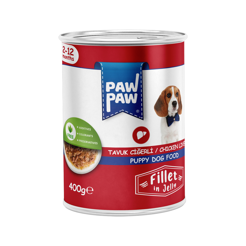 PawPaw Yavru Köpekler için Tavuk Ciğerli Fillet In Jelly Tam Yaş Mama