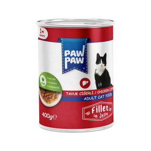 PawPaw Yetişkin Kediler için Tavuk Ciğerli Fillet In Jelly Tam Yaş Mama